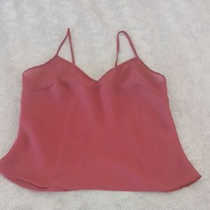 Sleeveless V-Neck Satin Cami Tank Top - Rose